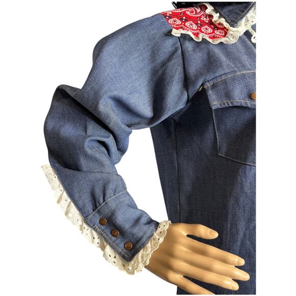 Vintage Bar C authentic western denim shirt dagger collar eyelet trim size med - Picture 5 of 17